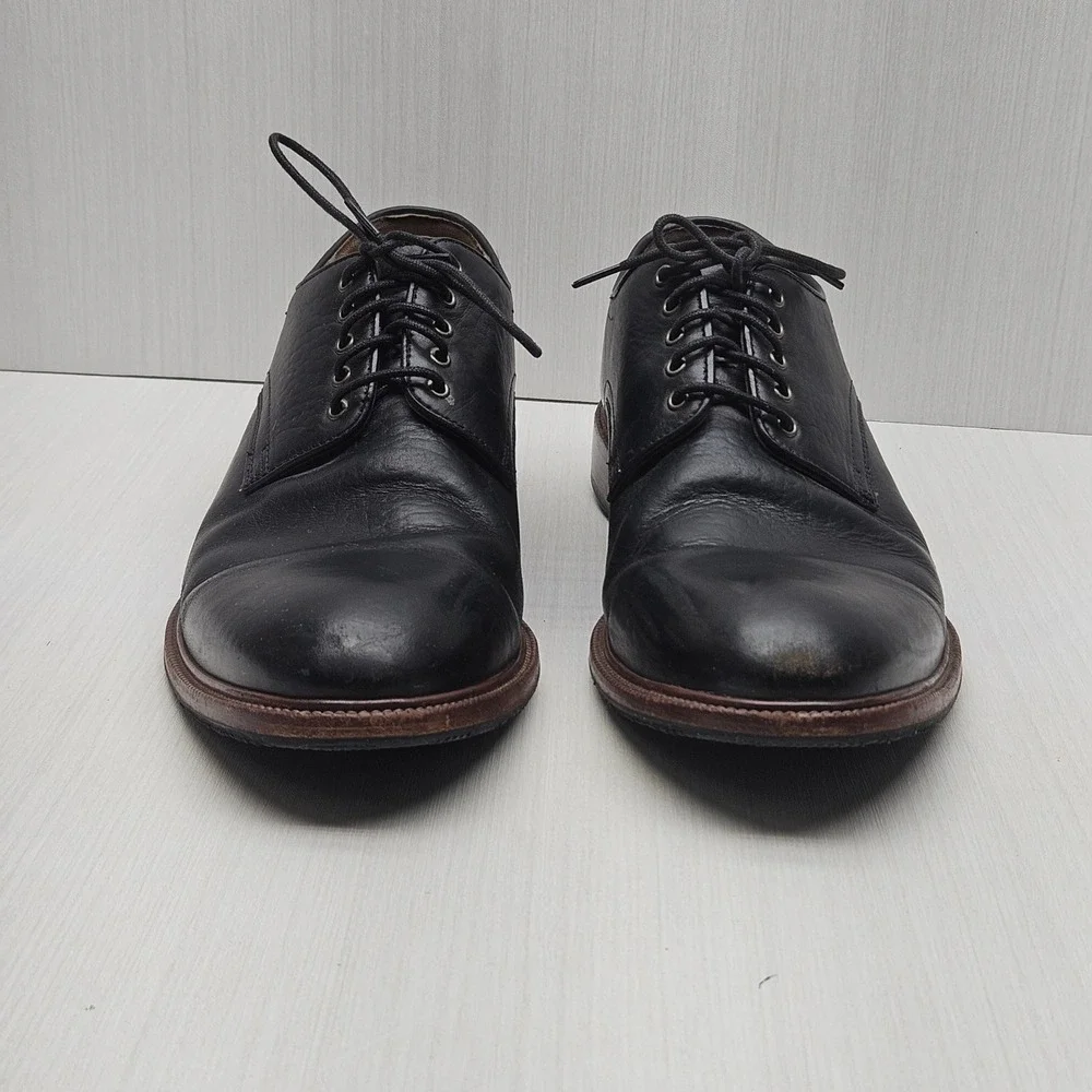 Trask Mens Black Leather Derby Shoes Plain Toe Vibram Sole 11.5 M 30-01421